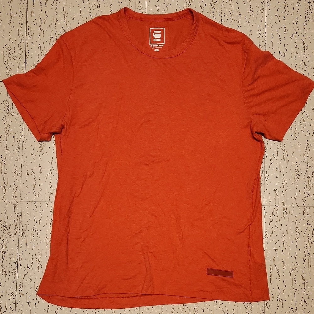 G-Star Raw Orange Rush Regular Patch Logo Crewneck T-Shirt